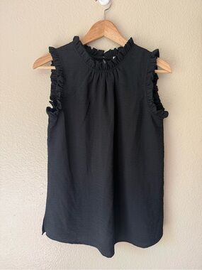Lime N Chili Ruffled Mock Neck Sleeveless Blouse